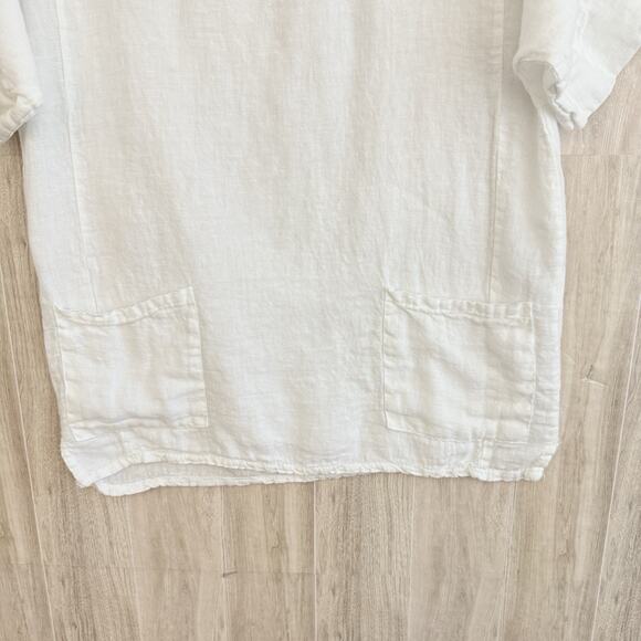 Francesca Bettini 100% Linen Italy Tunic Top Small Blouse Shirt Pockets Boho - Picture 3 of 9